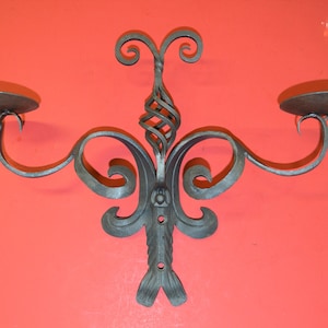 Wrought Iron Gothic Fleur di Lis Candle Wall Sconce Candleabra made by Blacksmith USA