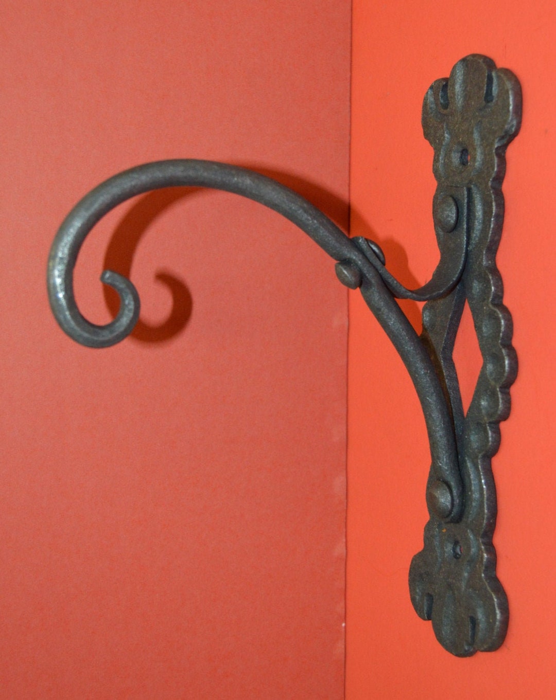 Lantern Light Planter Hanger Wall Hook, Wrought Iron Hand Made by