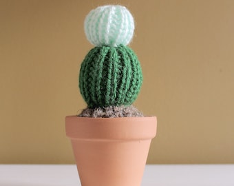 small knit cactus - natural pot