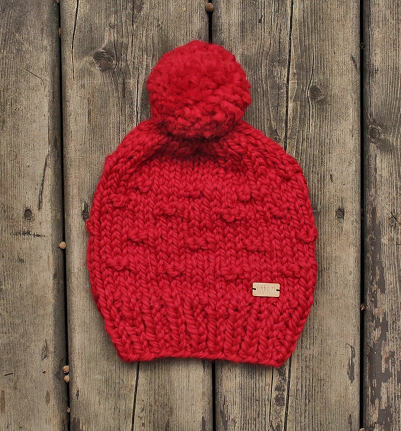The glasgow hat chunky slouchy knit hat in bright pop red  etsy The glasgow hat chunky slouchy knit hat in bright pop red  etsy
