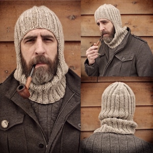 The Shackleton Hat - Men's vintage style Polar Explorer wool balaclava hat in undyed wool