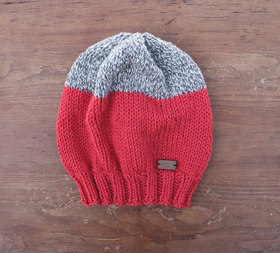 Kamloops Hat Slouchy style knit color-block hat in bright | Etsy