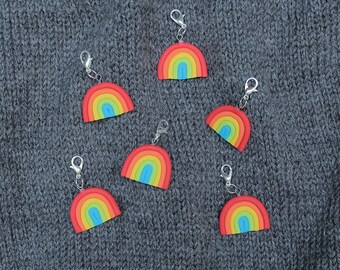 Summery Rainbow knitting & crochet progress keepers charms