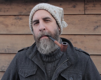 The Crean Hat - Vintage style Polar Explorer crewman's hat in marled cream wool