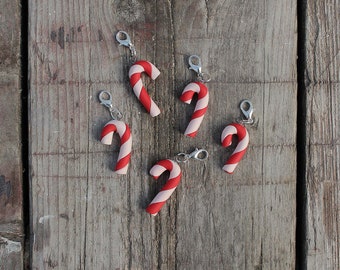 Christmas candy cane knitting & crochet progress keepers charms