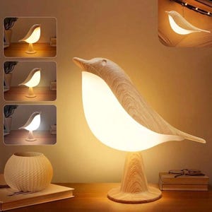 Cute Diffuser Bird Table Lamp | Touch Night Light | Cordless USB Rechargeable Bedside Lamp | 3-Way Dimmable Reading Desk Lamp
