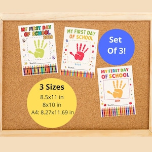 Impronta della mano per il primo giorno di scuola, ricordo del ritorno a scuola, impronta della mano per la scuola materna e dell'asilo, attività per bambini, download immediato