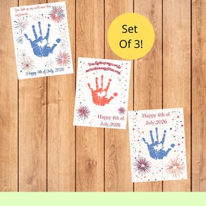 4th of July Firework Handprint Art Set of 3, Fourth of July Craft, Independence Day, Kids Keepsake, Classroom Activity, Footprint Art