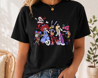 Circus Character Scene Graphic T-Shirt, Vintage Style Unisex Apparel, Comfortable Cotton Tee, Unique Fan Gift, Trendy Street Top