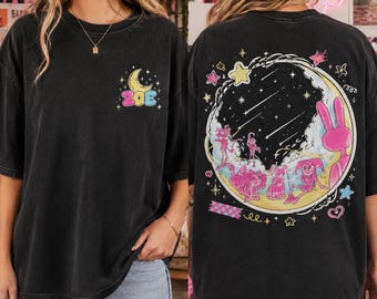 Custom Tee The Amazing Digital Circus Sun Tee, Personalized Tee Black Cotton Apparel, Artistic Print, Stylish Streetwear Gif