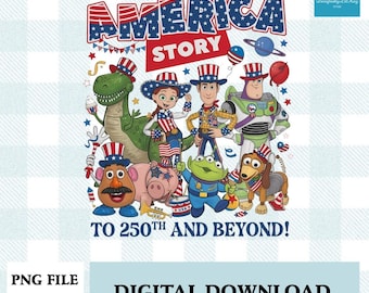 America Story 250th Anniversary Design, Patriotic Disneyland Graphic Art, Independence Day Character Print For Custom Tees