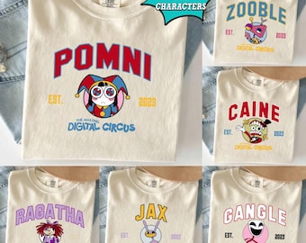 Custom Tee The Amazing Digital Circus Shirt, Personalized Tee Varsity Style Graphic Apparel, Vintage College Print, Unisex Top, Fan Gift