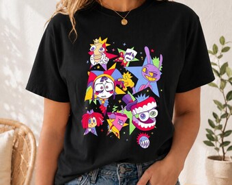 Illustrated Circus Character T-Shirt, Graphic Unisex Cotton Apparel, Retro Style Streetwear, Unique Fan Gift, Fashionable Tee