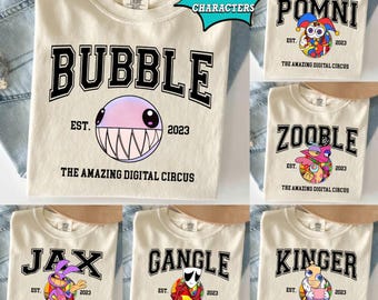 Custom The Amazing Digital Circus Shirt, Jax Shirt, Ragatha Shirt, Kinger Shirt, Custom TADC Characters Shirt, Circus Cartoon Birthday Shirt