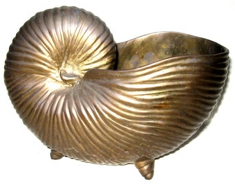 PRICE REDUCED - Vintage Brass Snail Planter, Extra Heavy - Over Five Lbs