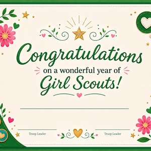 Girl Scouts End of Year Certificate