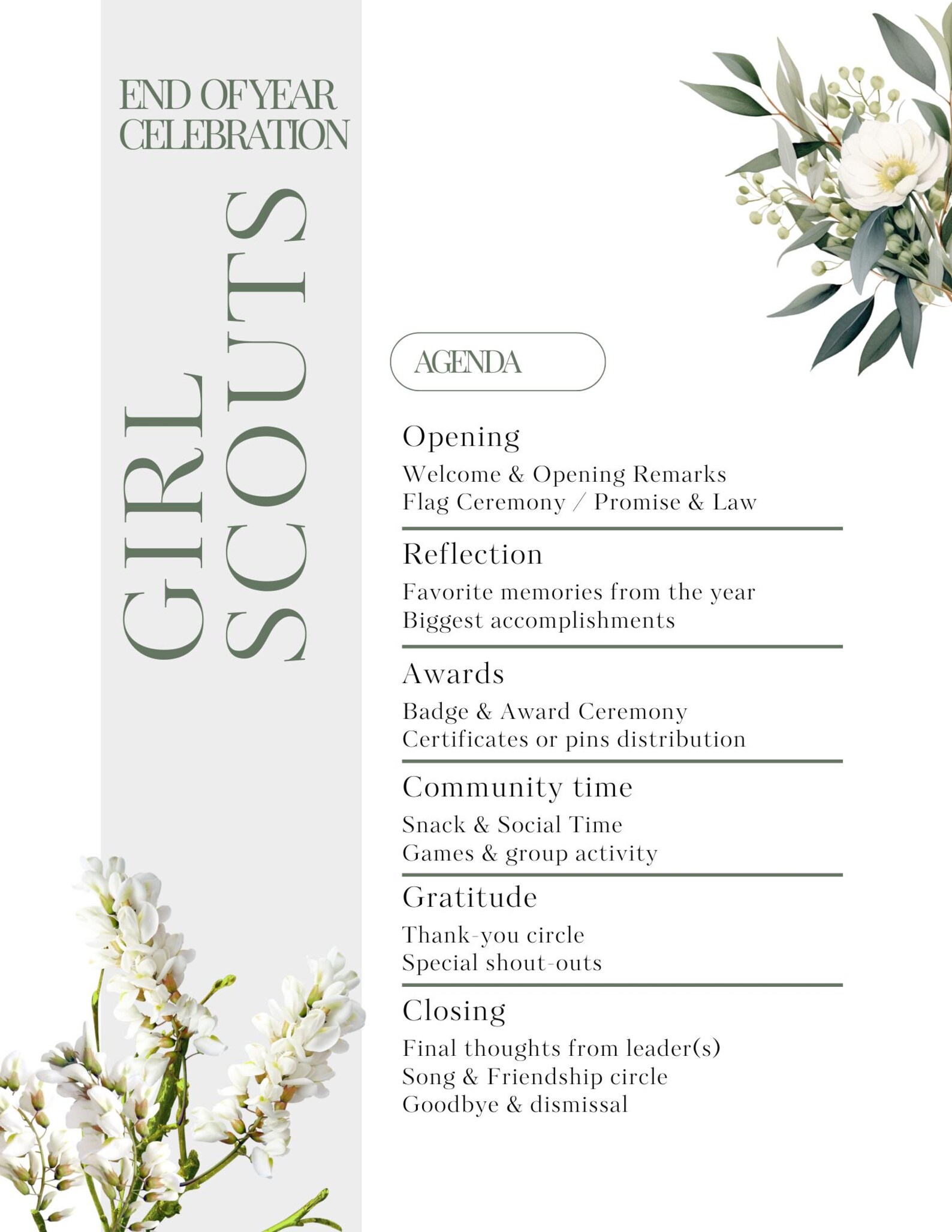 Girl Scout Celebration Program Printable - Etsy