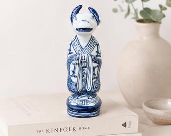 Vintage Chinese Blue & White Porcelain Ox Zodiac Figurine - Sheng Xiao