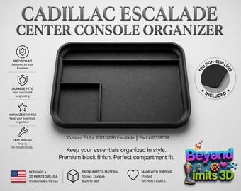Cadillac Escalade Center Console Organizer 2021-2026 – Custom Fit, Short,  Durable PETG, Non-Slip Liner