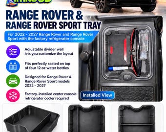 Range Rover & Range Rover Sport Console Cooler Tray 2022-2027 | Adjustable Divider Organizer + Non-Slip Liner | Refrigerator Console