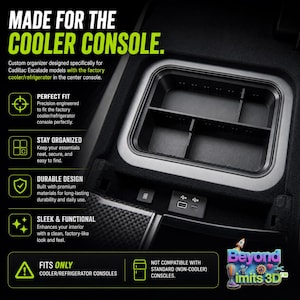 Cadillac Escalade Tray Medium | Center Console Cooler Organizer w/ Adjustable Dividers | 2021-2026 Cadillac Escalade ESV