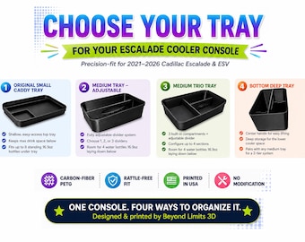 2021-2026 Cadillac Escalade ESV Center Console Cooler Organizer Tray System | All Styles – Small, Medium, Trio, Deep | Refrigerator Insert