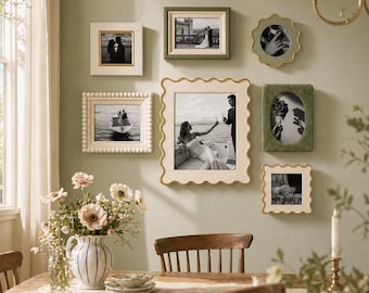 Mixed Shape Wavy Beaded Picture Frame Set, Cozy Cottage Gallery