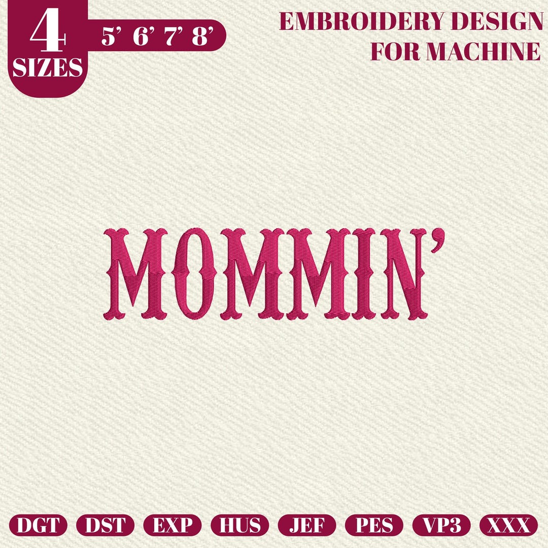 Mommin’ Embroidery Design, Mom Hat Embroidery File, Cute Trucker Cap ...