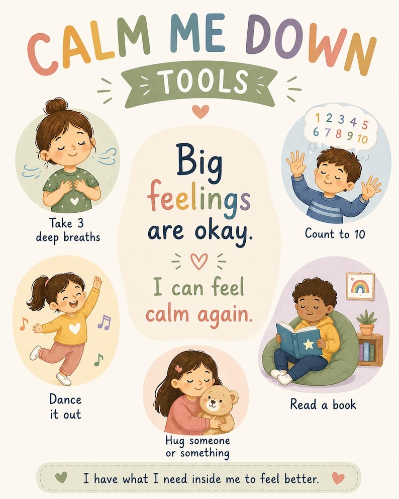 Kids Calm Corner Poster | Emotional Regulation Tools, Big Feelings ...