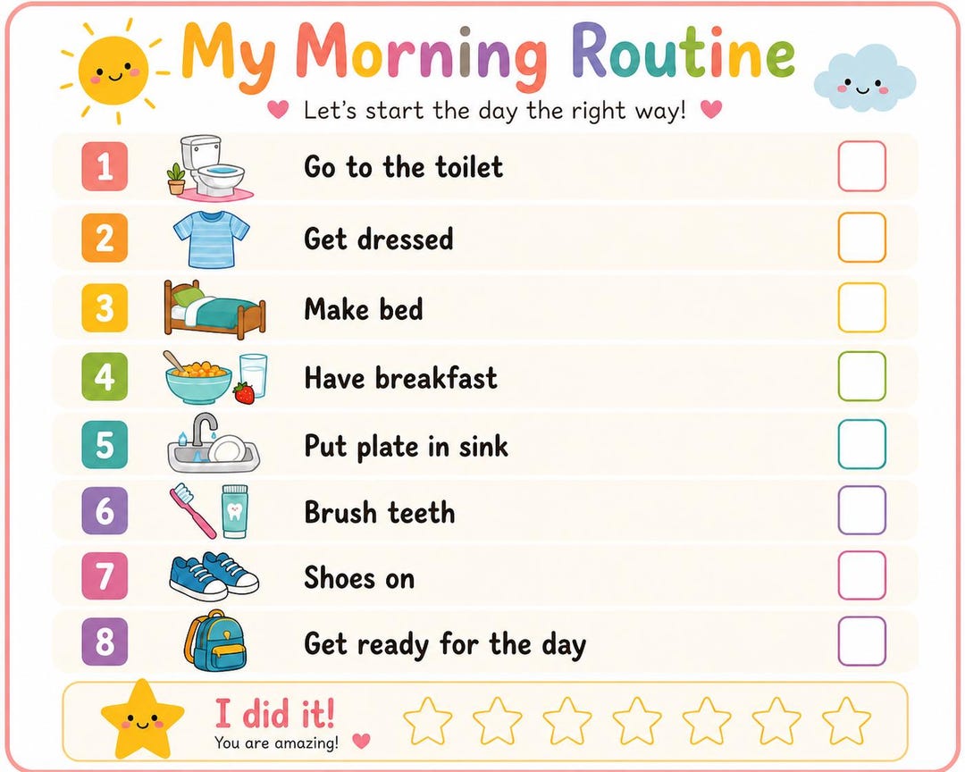 Morning And Night Routine Chart.pdf Kids Morning / Evening Routine Charts | Visual Daily Schedule Printable ...