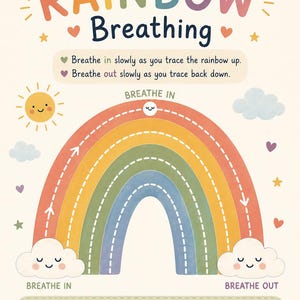 Rainbow Breathing Poster | Kids Calm Corner Mindfulness Printable (Digital Download)