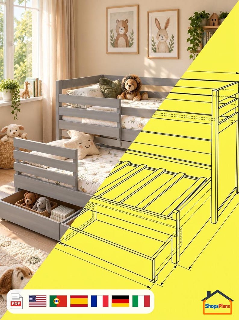 Project Plans Kids Trundle Bunk Bed 6'8