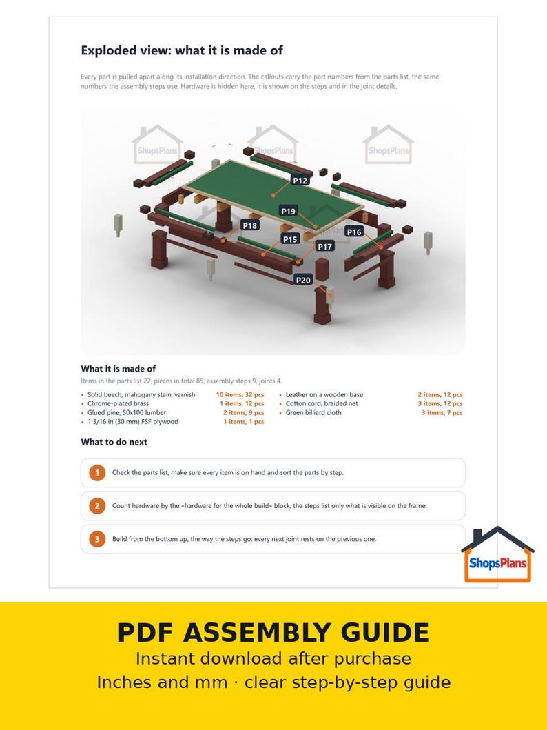 Project 8 Board Project Plans Billiard Table 8ft 8' X 4' X 2'8