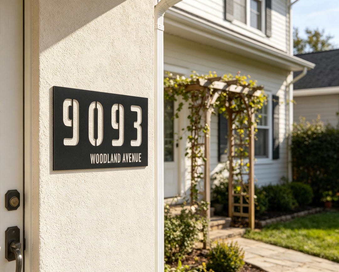 Custom Cutout Steel Address Sign, Modern House Number Plaque, Outdoor ...
