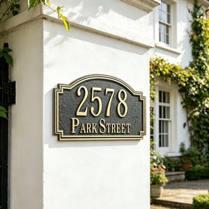 Custom Cast Metal Address Plaque, Aluminum House Number Sign, Vintage Outdoor Home Decor