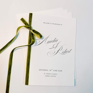Luxury Old Money Christian Church Bifold Wedding Program Template, Wedding Order Service (Digital Download)