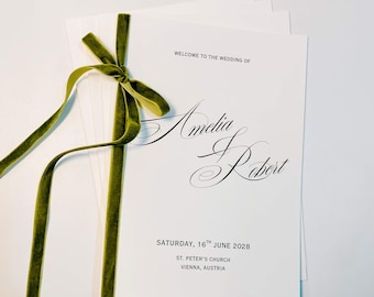 Luxury Old Money Christian Church Bifold Wedding Program Template, Wedding Order Service (Digital Download)