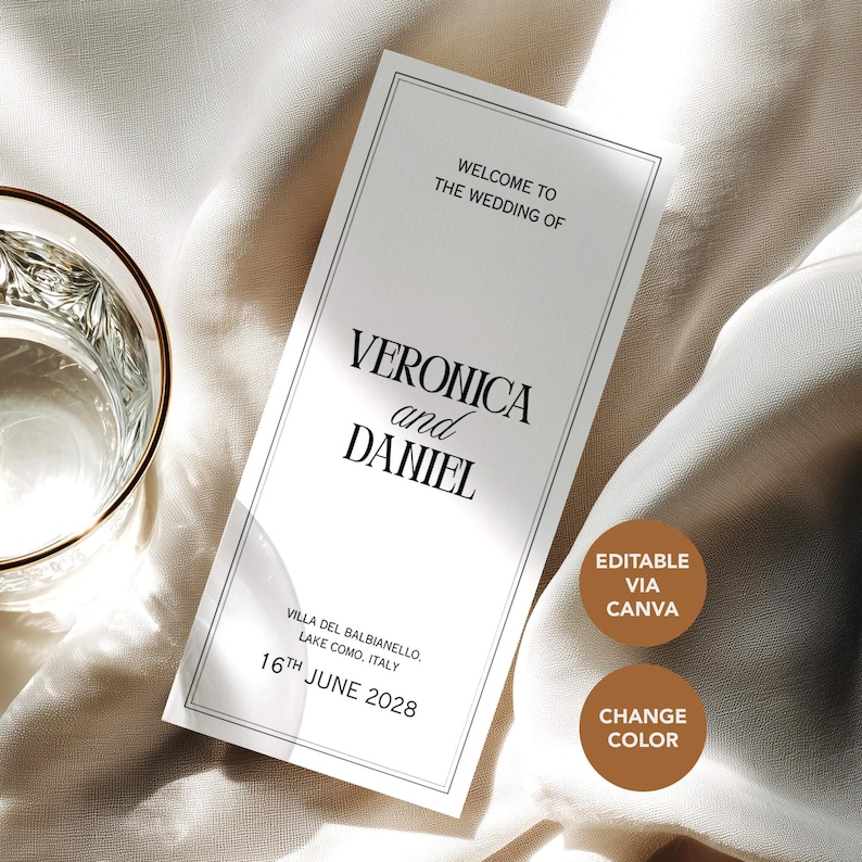 Bifold Wedding Program Template | Printable | Editable | Classic Order ...
