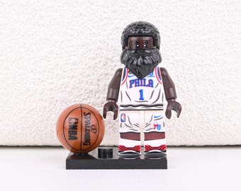 James Harden Minifigure, Philly 76ers 1 The Beard, Assist King NBA Collectible, Point God Desk Display, Basketball Coach Gift