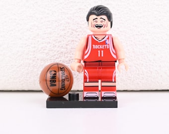 Yao Ming Minifigure, Houston Rockets 11 Basketball Collectible, Legendary Center Display, NBA Fan Gift, Boss Office Decoration
