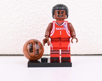 Tracy McGrady Minifigure, Rockets 1 T-Mac, 13 Points in 35 Seconds Basketball Collectible, Legendary Display, Holiday Gift for Fans