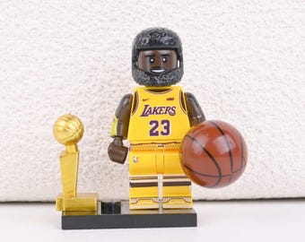 LeBron James Lakers Champion Set, Gold Jersey Promise Fulfilled Minifigure, Legacy Display, Anniversary Gift for Husband