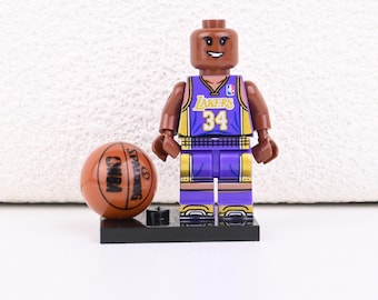 Shaquille O'Neal Minifigure, Lakers 34, The Big Diesel NBA Collectible, Dominant Center Desk Display, Gift for Men, Groomsmen Gift