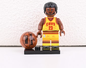 LeBron James Minifigure, Cleveland Cavaliers 23, The King NBA Collectible, 2016 Champion Trophy, Gift for Basketball Fans, Kids Gift