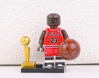 Michael Jordan Dynasty Foundation Minifigure Set, 6x NBA Champion with Trophy Collectible, Cool Office Decor for Men