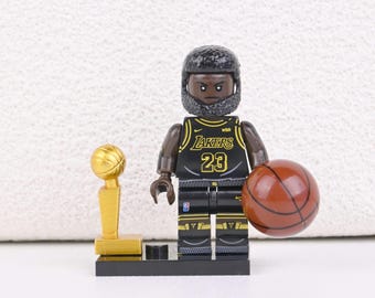 LeBron James Lakers Statement Edition, 2020 Finals MVP with Trophy, Modern Dynasty Minifigure, Gift for Basketball Son