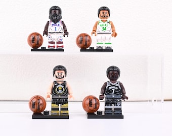 Stephen Curry, Kevin Durant, James Harden, Giannis Minifigure Set, Modern MVP Kings Collection, Youth Basketball Coach Gift