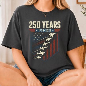 250 Years America Shirt, 1776-2026 Patriotic Tee, Semiquincentennial Gift, US Military Aviation Shirt, American Flag Shield Tshirt, Vet Gift
