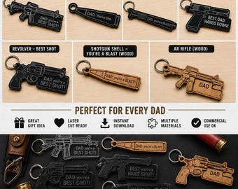 Father's Day Keychain SVG Bundle | Laser Cut Files, Engraving Designs (Digital Download)
