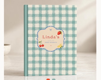 Personalized Gingham Recipe Book, Custom Cookbook Organizer, Housewarming Wedding Gift